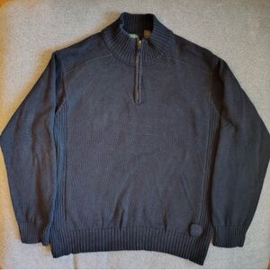 Timberland Quarter Zip Sweater Y2K Pullover Mens 2X Black Cotton Vtg Streetwear